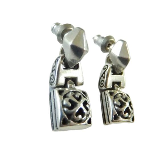 BRIGHTON Doorknocker Retired Silver Post Earrings‎ - Picture 4 of 7